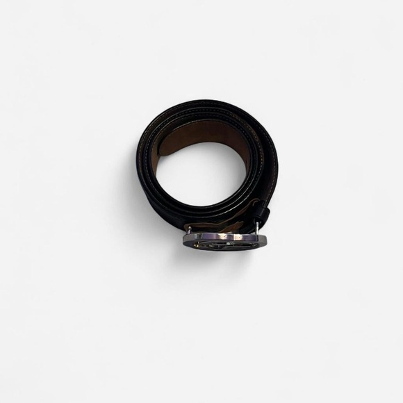 Gucci Brown Leather Belt with Silver Buckle